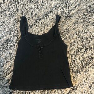 BRANDY MELVILLE Black cropped Henley Tank / one size